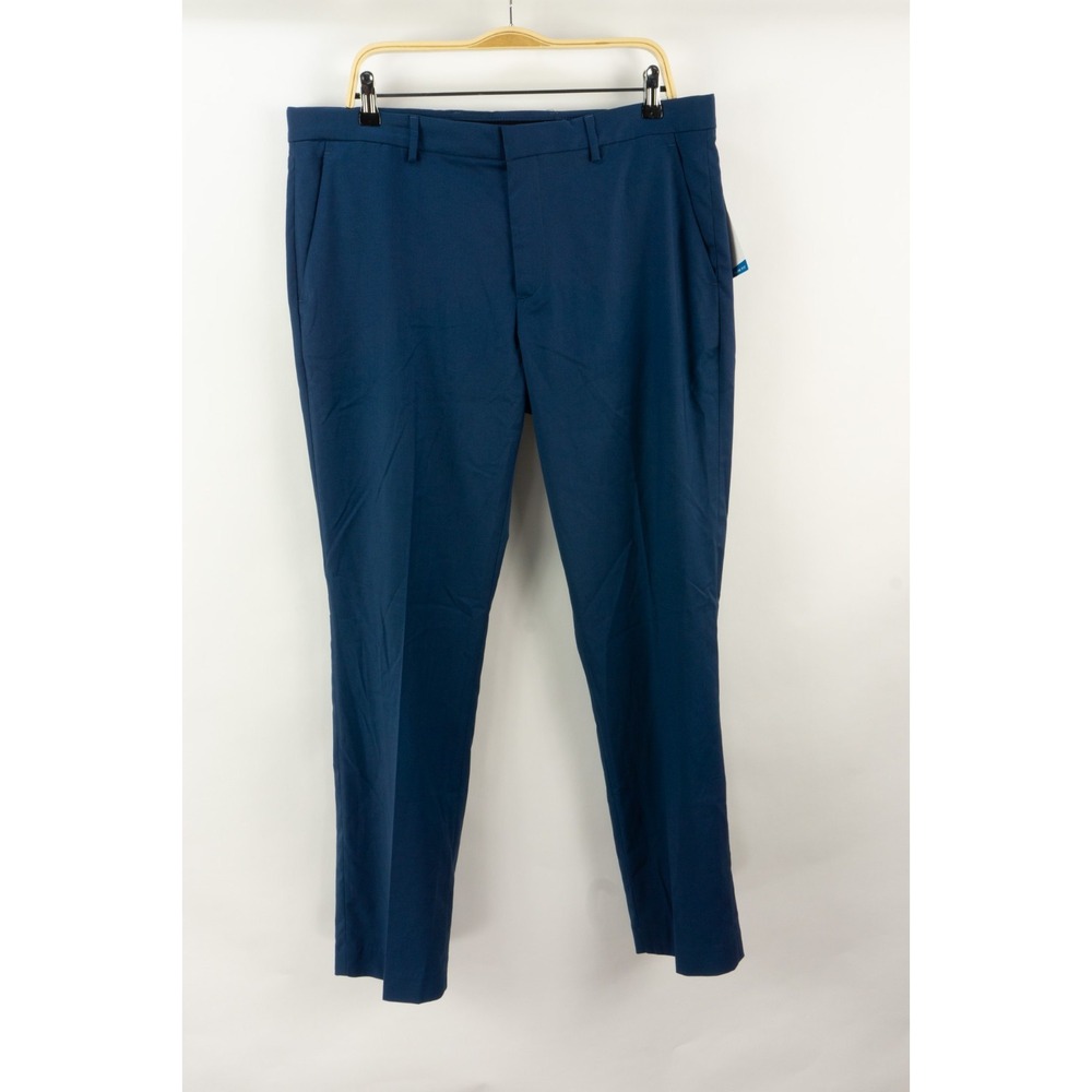 $95 Perry Ellis Portfolio Slim Fit No-Iron Performance Stretch Mens 36 x 32 Blue